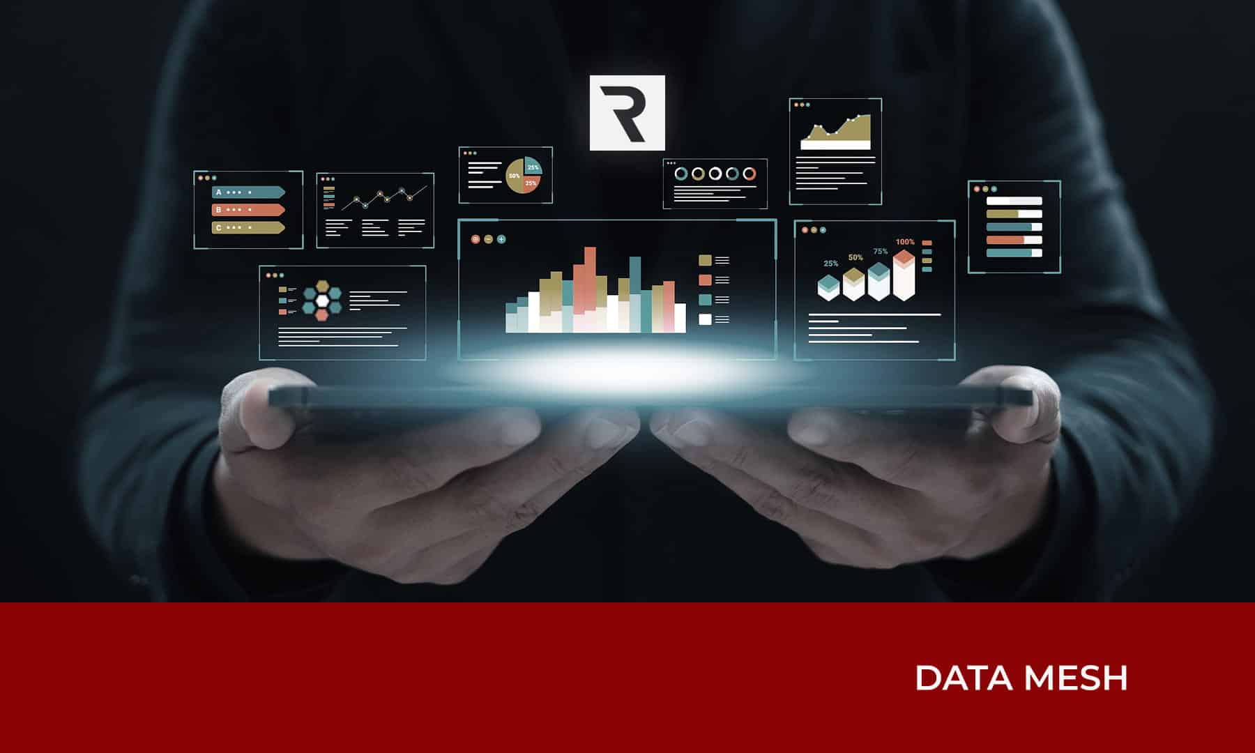 Illustration du modèle opérationnel Data Mesh et de l'organisation des équipes en architecture décentralisée fédérée.