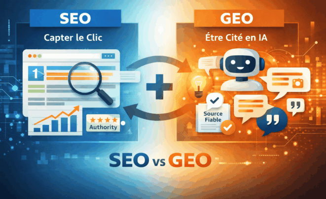 GEO vs SEO : le référencement naturel suffit-il encore à l&rsquo;ère de l&rsquo;IA générative ?