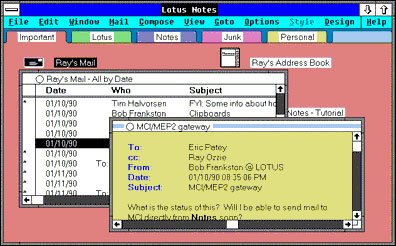La toute première version de Notes sous Windows 2.1